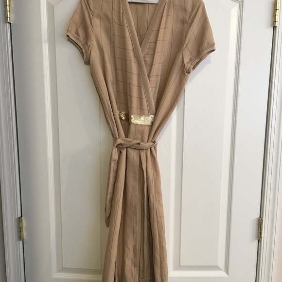 Beige Women’s Medi Dress Pleated Design made in Italy - Picture 1 of 10